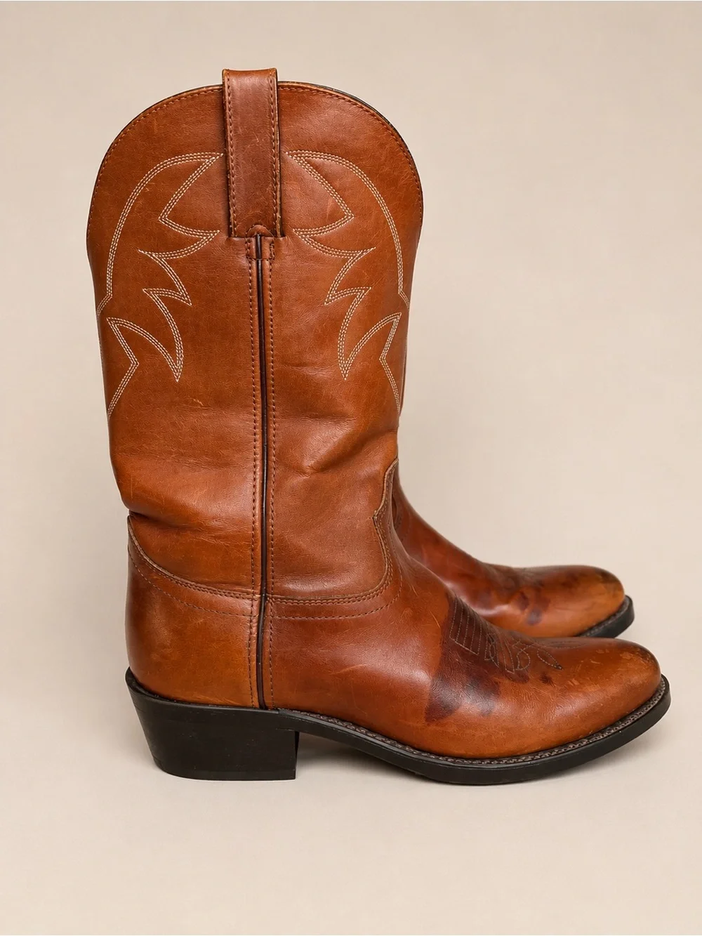 Durango Men’s 9D Brown Leather Cowboy Western Boots Vintage Style